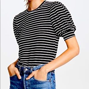 Frame striped shirt with puff sleeves